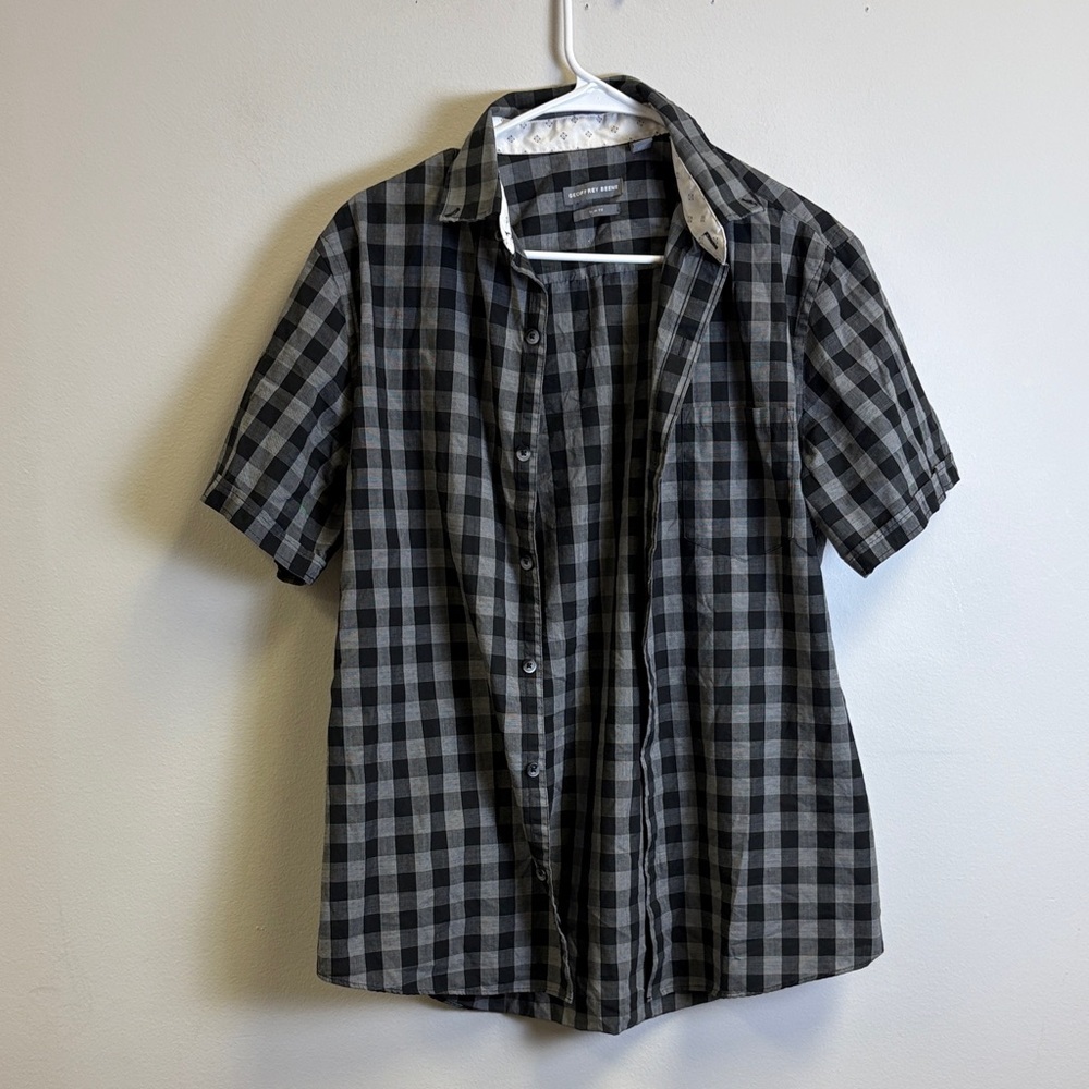 Geoffrey Beene Black and Gray Plaid Shirt